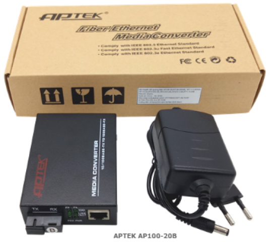 Media Converter 100M, 1 sợi , 20Km  APTEK AP100-20B